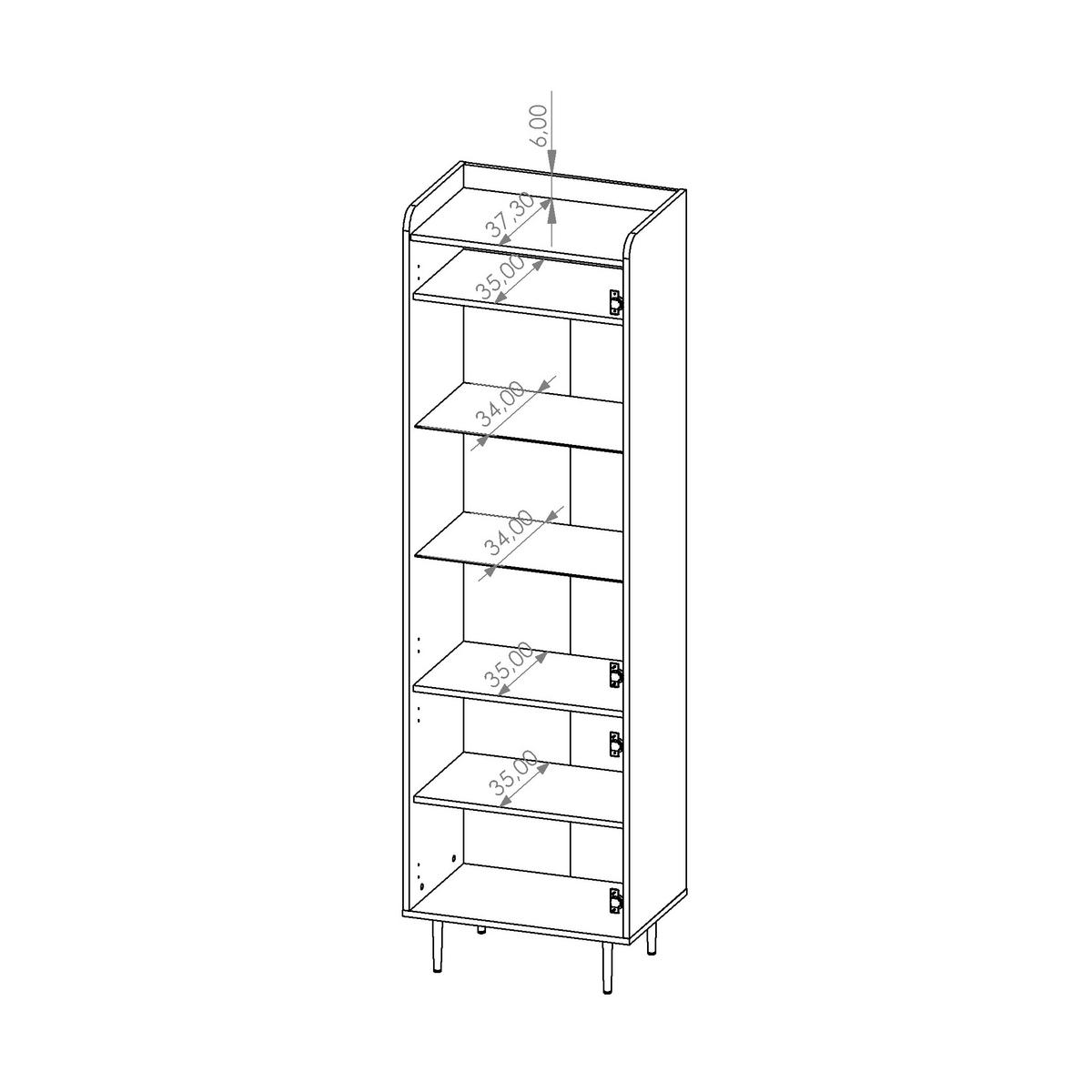 VITRINE Vasilia mit 2 Türen, Brandy Castello - Eichefarben, Holzwerkstoff (60/200/40cm) - Beautysofa
