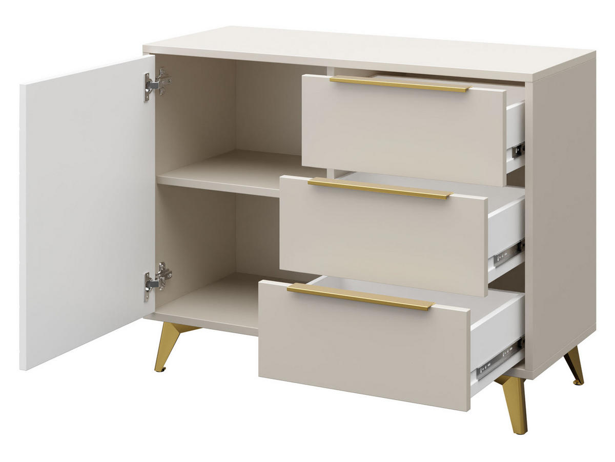 KOMMODE Xylix 100 1D3SZ - Kaschmir/Beige, Holzwerkstoff/Metall (104/80/40cm) - MIRJAN24