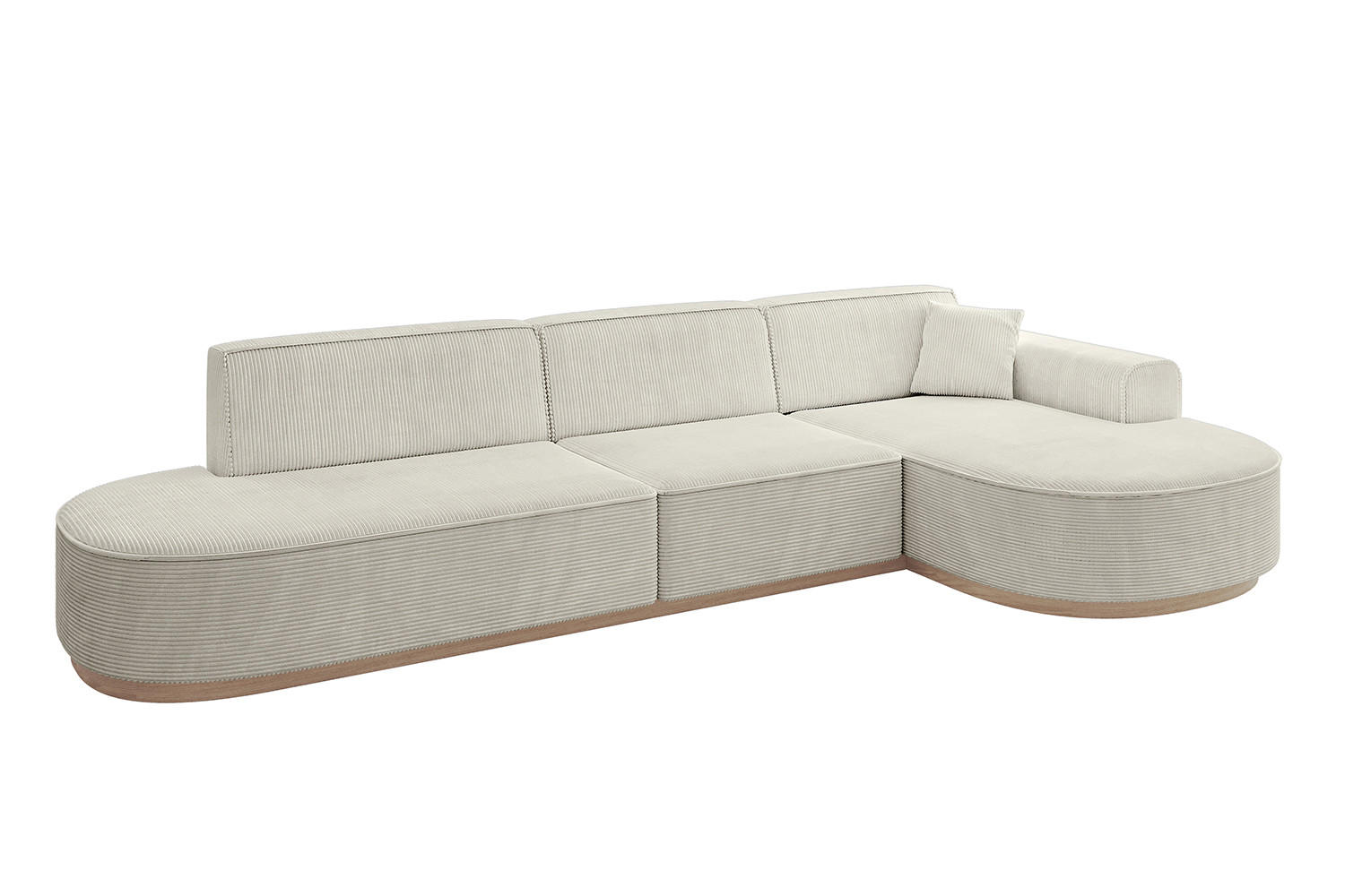 ECKSOFA Ottomane Rechts MARI-L2-v1 - 328x171x83 cm Hellgrau Cord - Hellgrau, Holzwerkstoff/Textil (171/328cm) - ALTDECOR