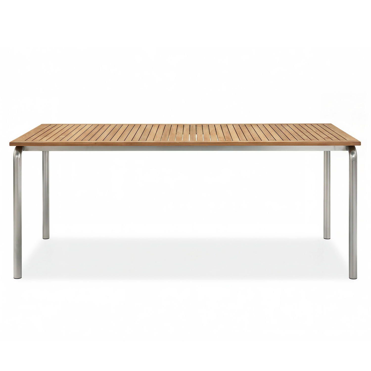 GARTENTISCH - Teak massiv / Edelstahl - Braun - Teakfarben, Holz/Metall (90/180/73cm) - home24