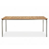 GARTENTISCH - Teak massiv / Edelstahl - Braun - Teakfarben, Holz/Metall (90/180/73cm) - home24