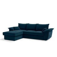 ECKSOFA LINKS Samtstoff Pfauenblau 257cm - Blau/Hellblau, Textil (168/257cm) - Sia Home