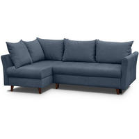 ECKSCHLAFSOFA Neron mit 2 Bettkasten und Beine in Wengefarbe, Dunkelblau, links - Wengefarben/Dunkelblau, Textil (233/148cm) - Beautysofa