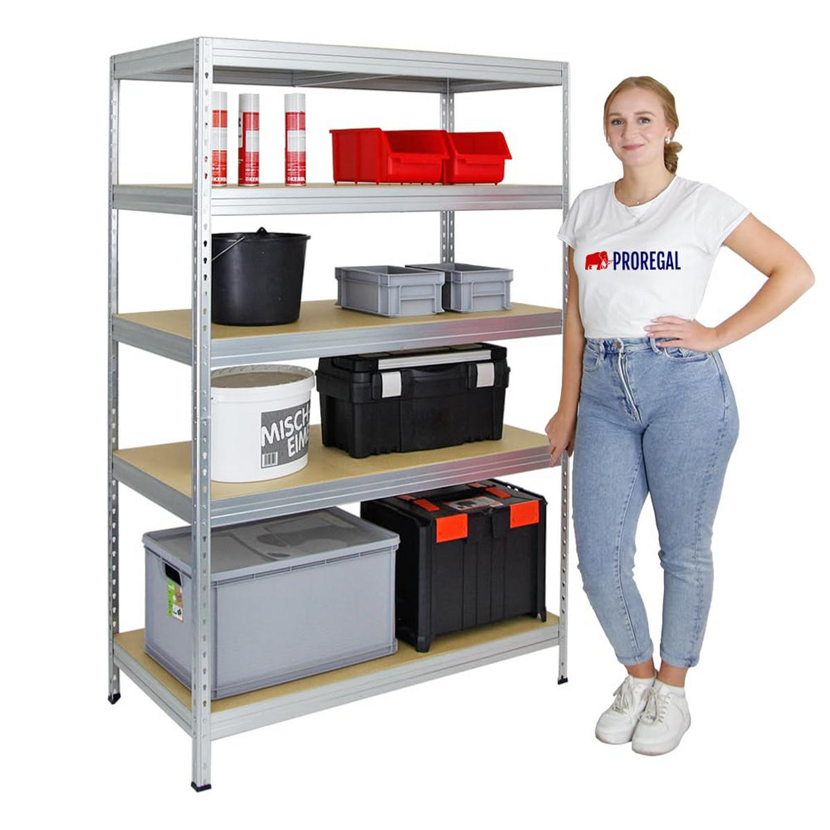 SCHWERLASTREGAL Rivet 2er-Set mit 2x 180x120x60 cm Fachlast 250 kg Verzinkt - Silberfarben, Metall (240/180/60cm) - PROREGAL