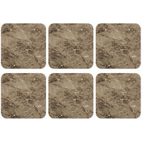 SADA 6 PODTÁCKŮ POD SKLENIČKY Mramor - Hnědá - Třpytky 10x10 cm - hnědá, přírodní materiály (10/0.2cm) - MuchoWow