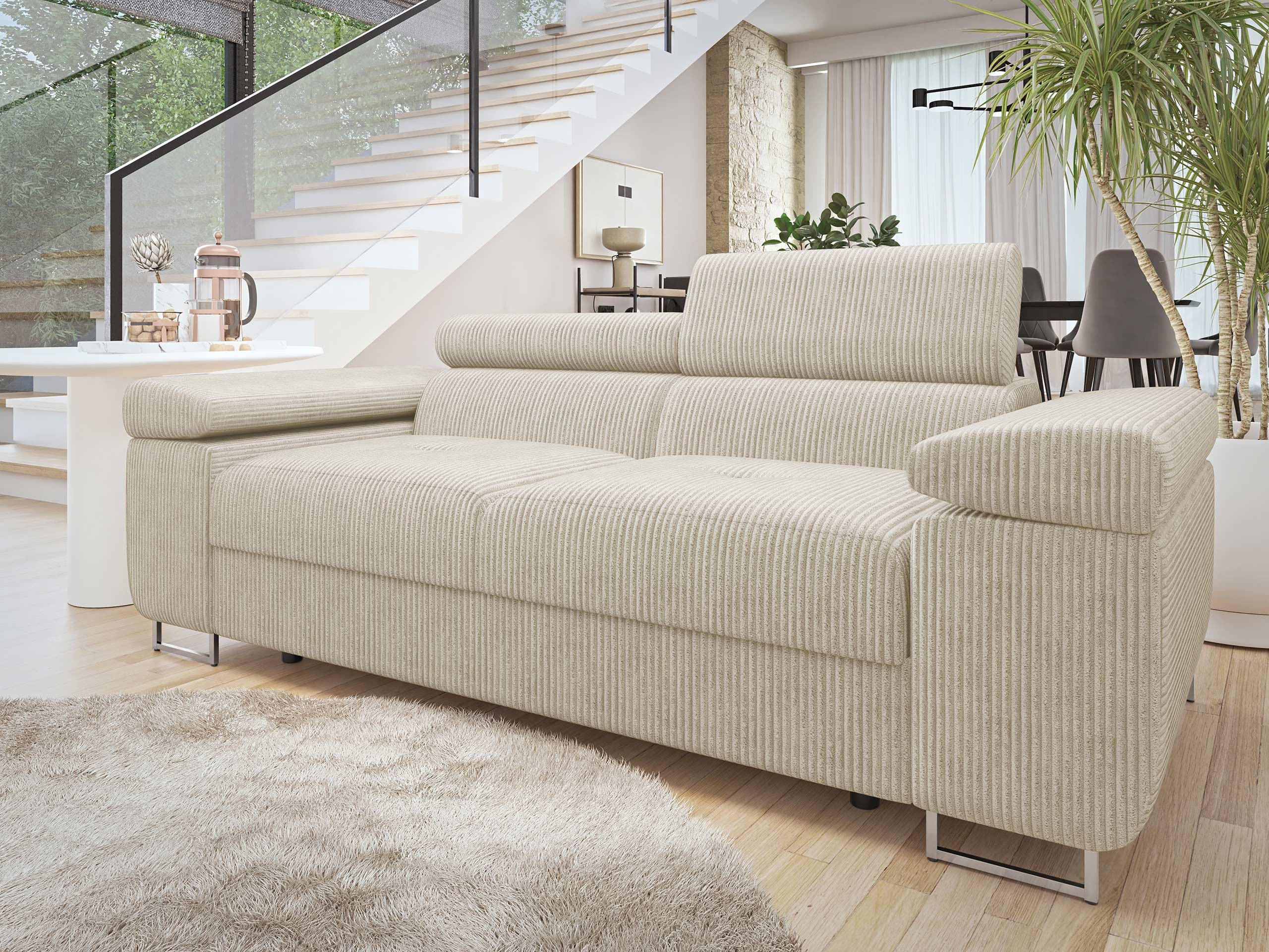 SOFA Torezio 2 Cord - Beige, Holz/Textil (198/90/102cm) - MIRJAN24
