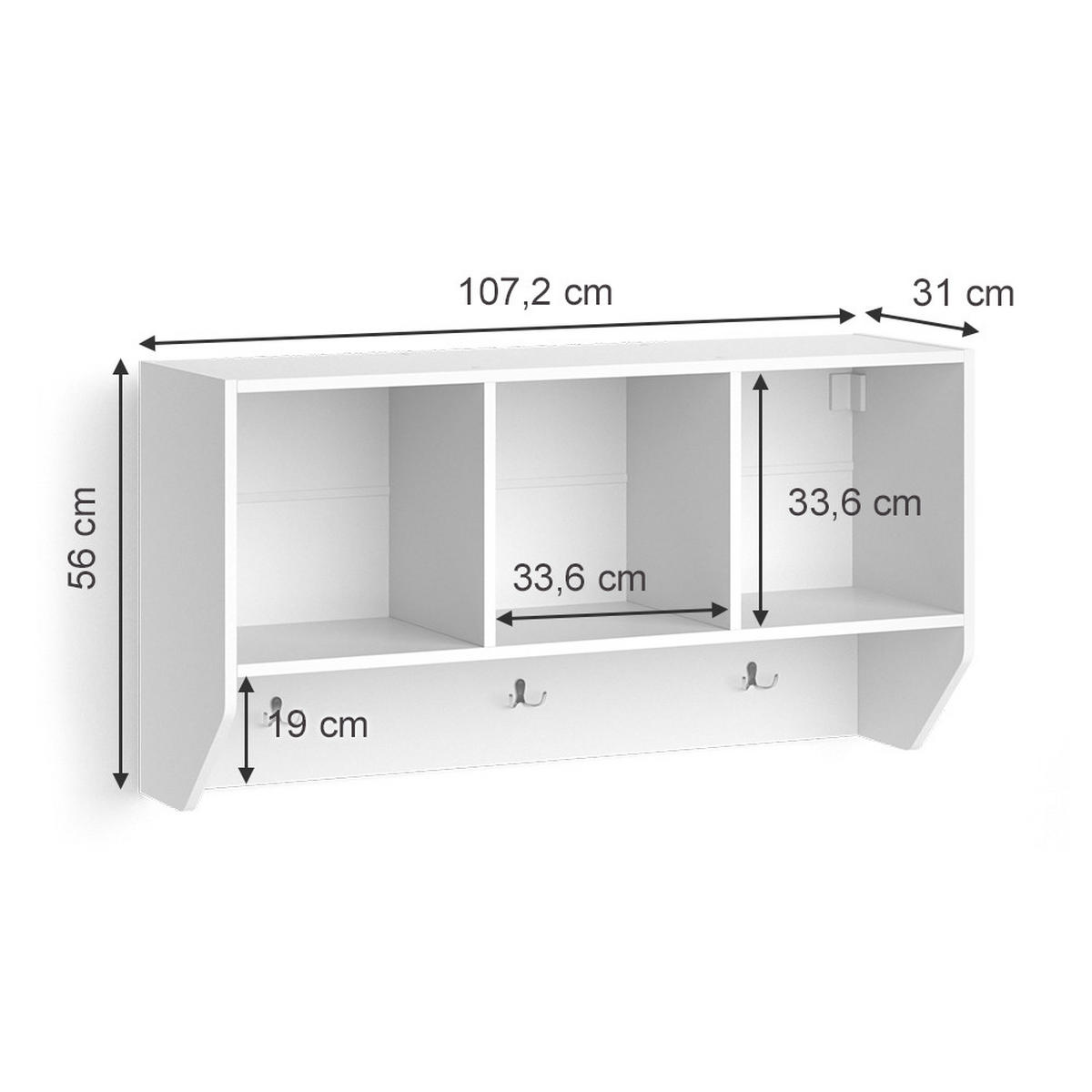POLICE NA DĚTSKÝ POKOJ Luigi Bílá - bílá, kompozitní dřevo (107.2/56/31cm) - Vicco