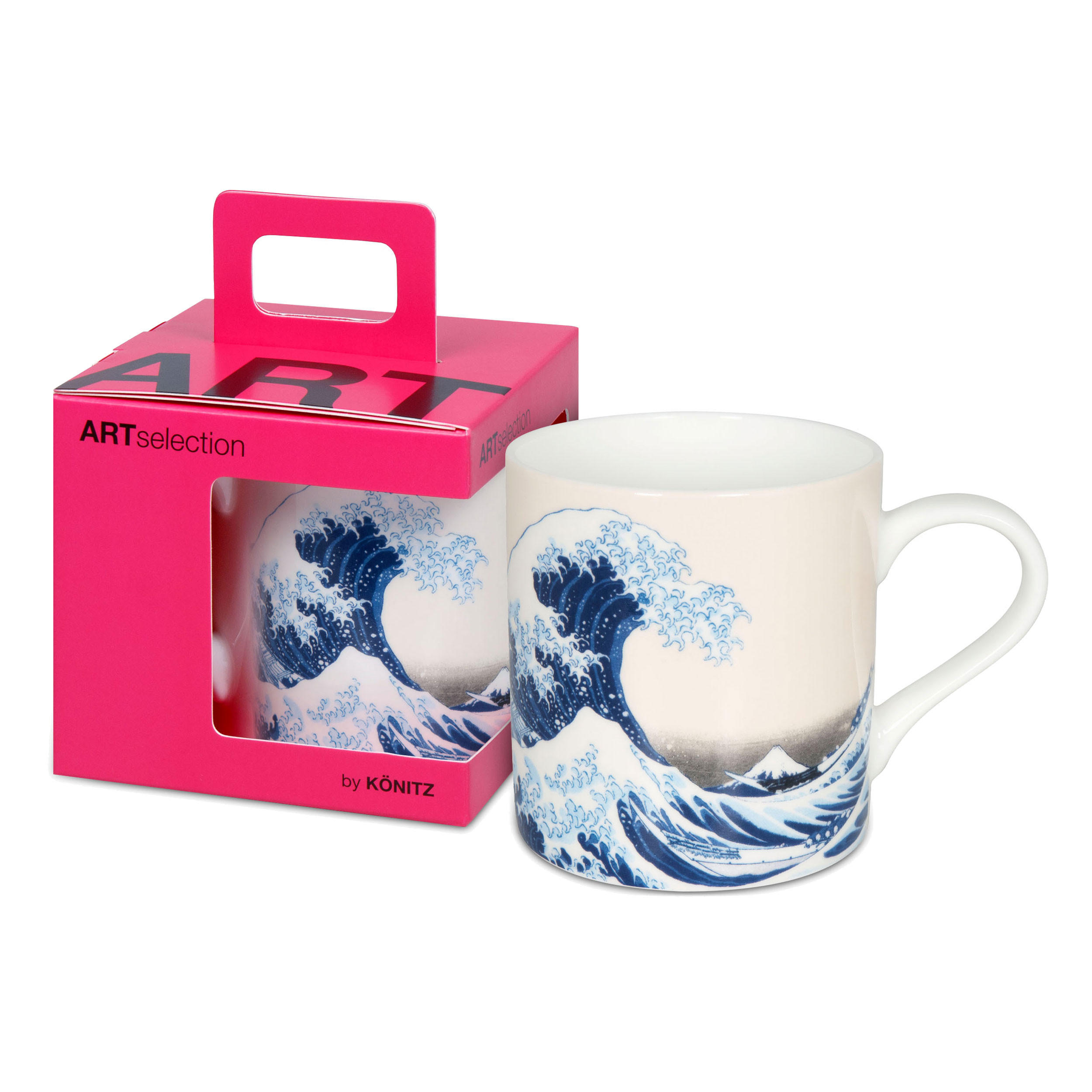 KAFFEEBECHER Fine Art - The great Wave, in Geschenkbox - Naturfarben, Keramik (0.4L) - Könitz
