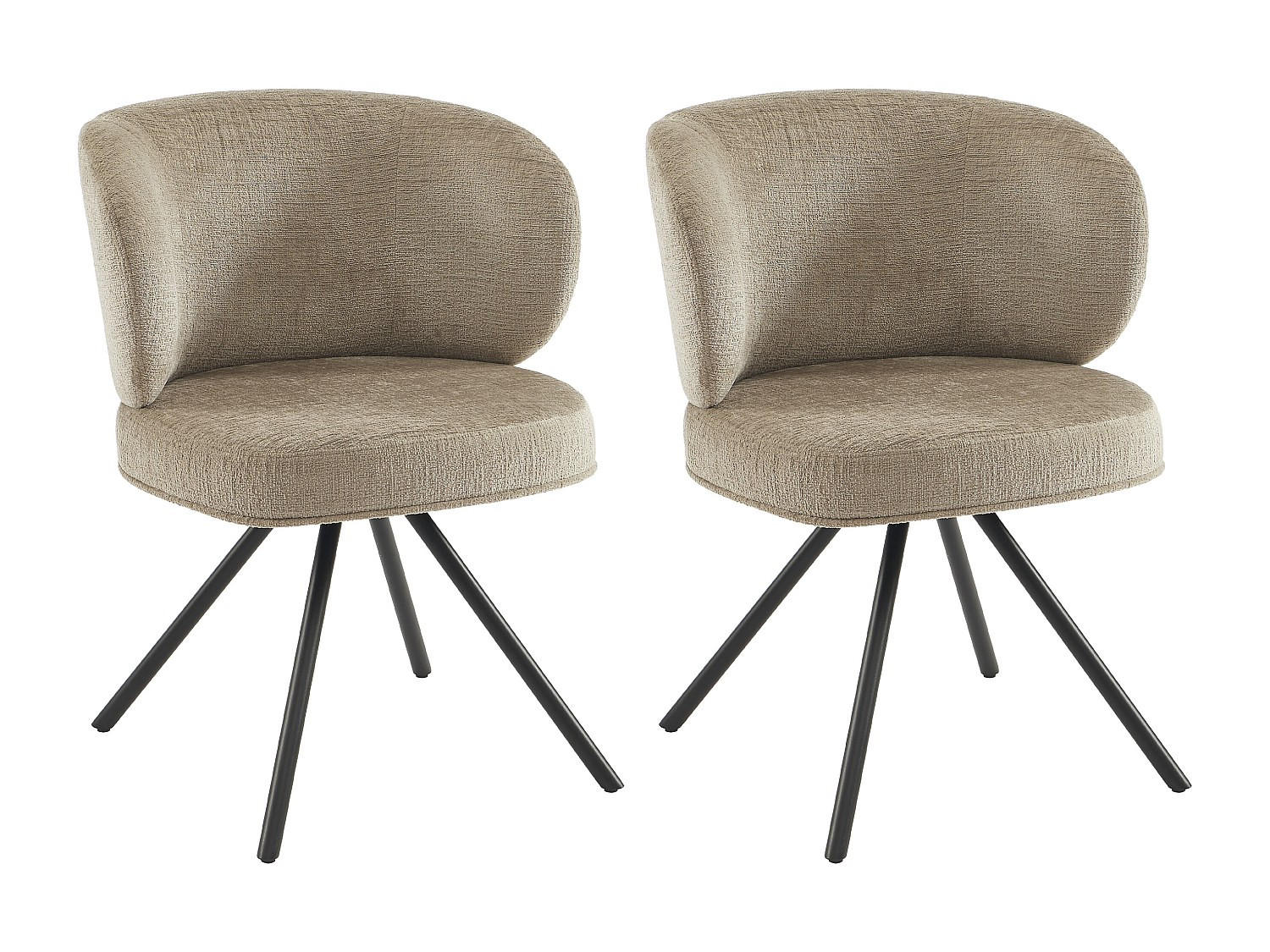 SET mit 2 Drehstühlen - Strukturstoff & Metall - Taupe - LYARO - Braun, Textil (62/78/63cm) - Vente-Unique