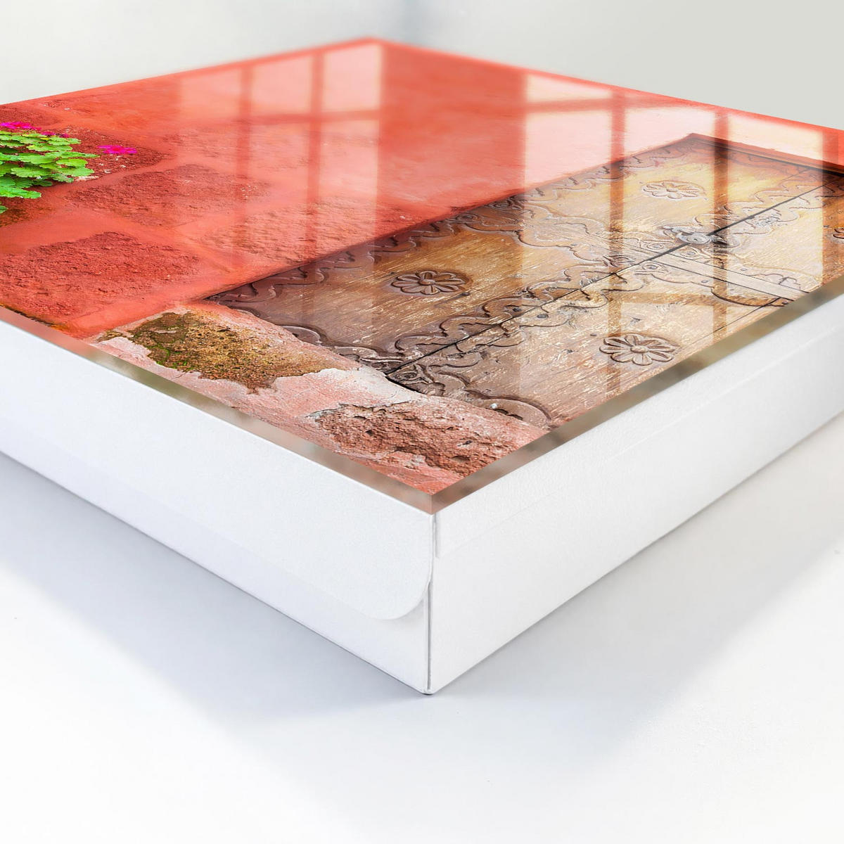 SCHLÜSSELBOX Weiß 30x30 cm – Türöffnung nach rechts - Rote Fassade - Rot, Metall (30/30/5cm) - TULUP