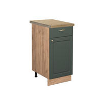 KÜCHENUNTERSCHRANK Fame-Line Grün-Gold Landhaus 40 cm, AP Eiche - Eiche Wotan/Grün, Holzwerkstoff (40/82/60cm) - Vicco