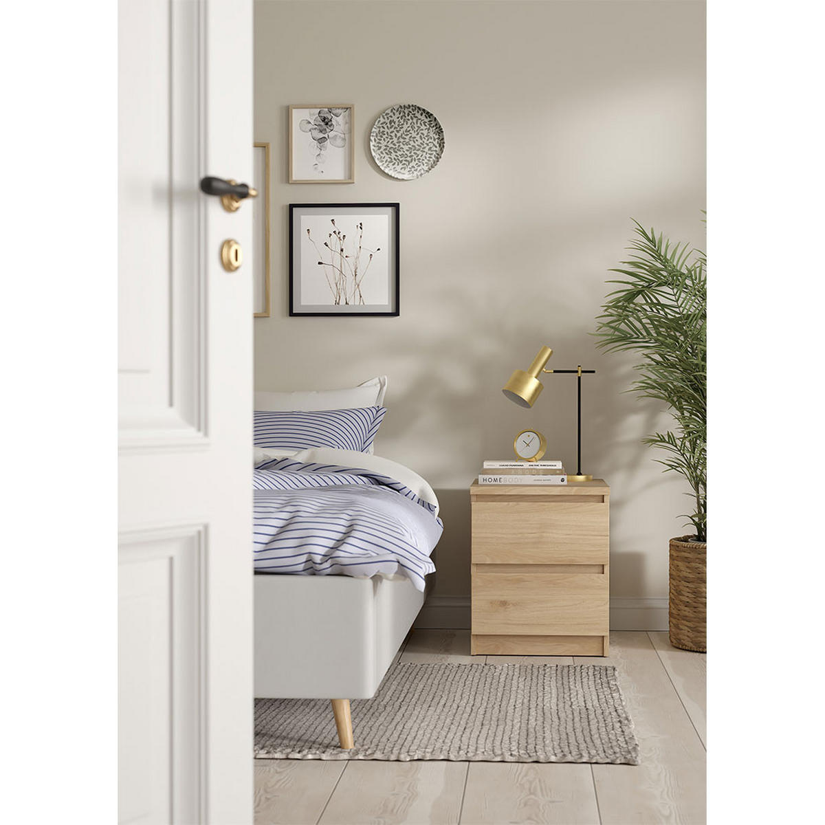 NACHTTISCH, Naia, Eiche, Holzwerkstoff, 41 x 50 x 50 cm - Eichefarben, Holzwerkstoff (41/50/50cm) - ebuy24