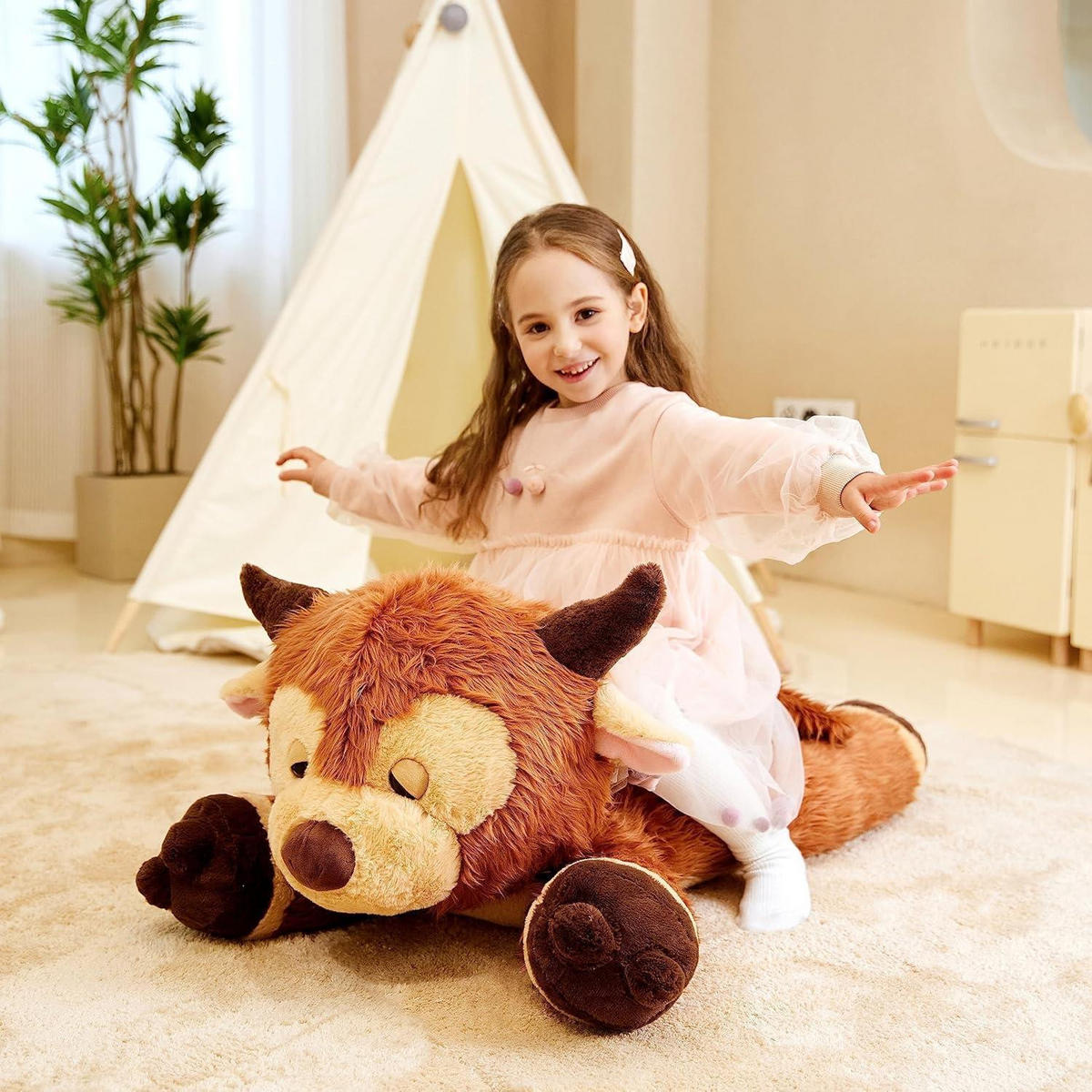 STOFFTIER Hochlandkuh 85 cm - Braun, Textil (35/85cm)
