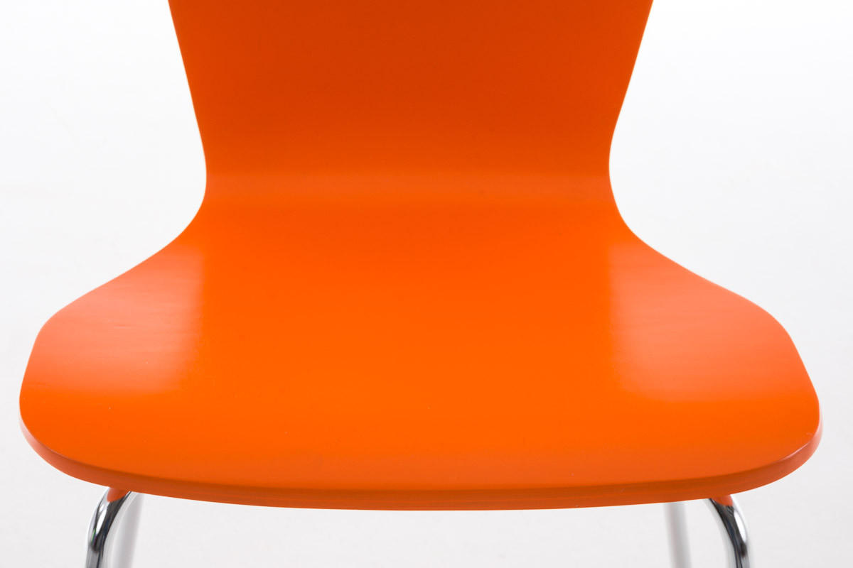 BESUCHERSTUHL Jaron mit Holzsitz und Metallgestell, Farbe: Orange - Chromfarben/Orange, Holz/Metall (43/84/50cm) - TPFLiving
