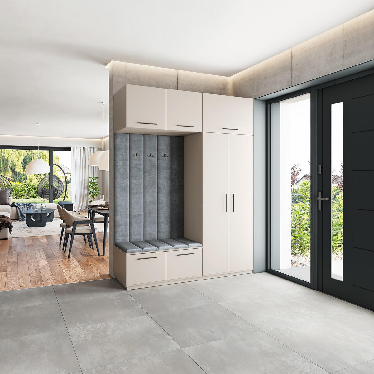 GARDEROBENSCHRANK REMA 180/240/60 cm Modern Garderobe-Set Kaschmir - Kaschmir/Grau, Holzwerkstoff (180/240/60cm) - MASSENO