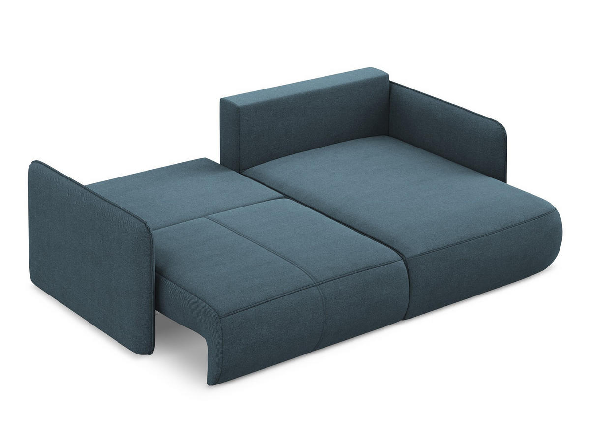 ECKSOFA mit Schlaffunktion Strukturstoff Stoff Blau - Blau/Blaugrau, Kunststoff/Textil (207/148cm) - Makamii