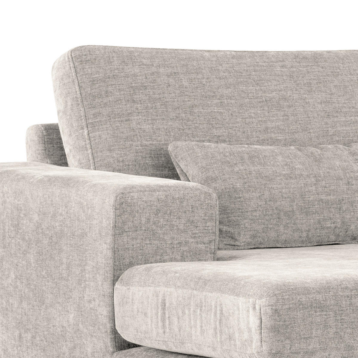 ECKSOFA mit Longchair - Buchefarben/Grau, Buchenholz/Textil (281/153cm) - home24