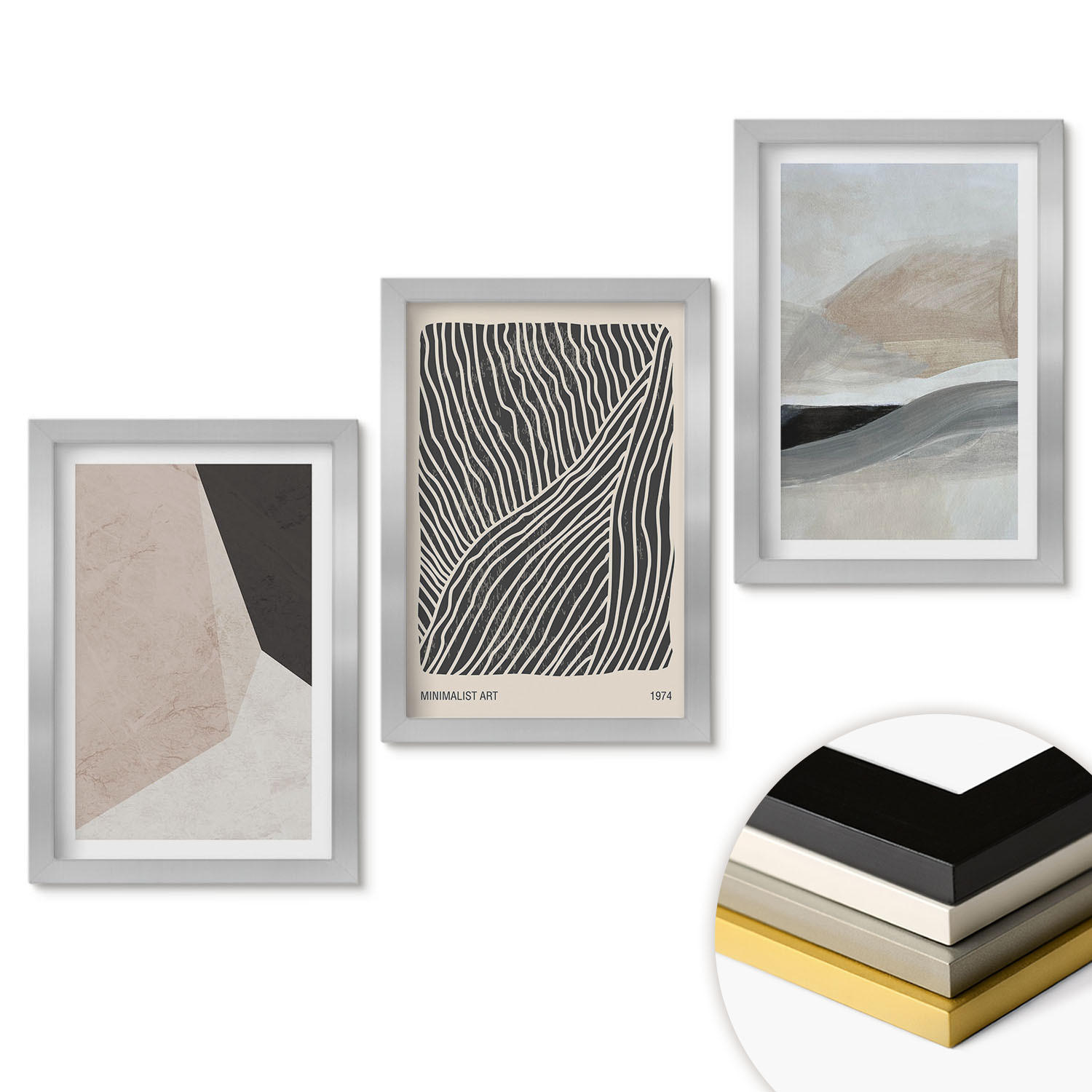 ArtPrintCave Wandbilder Silber 20x30 cm
