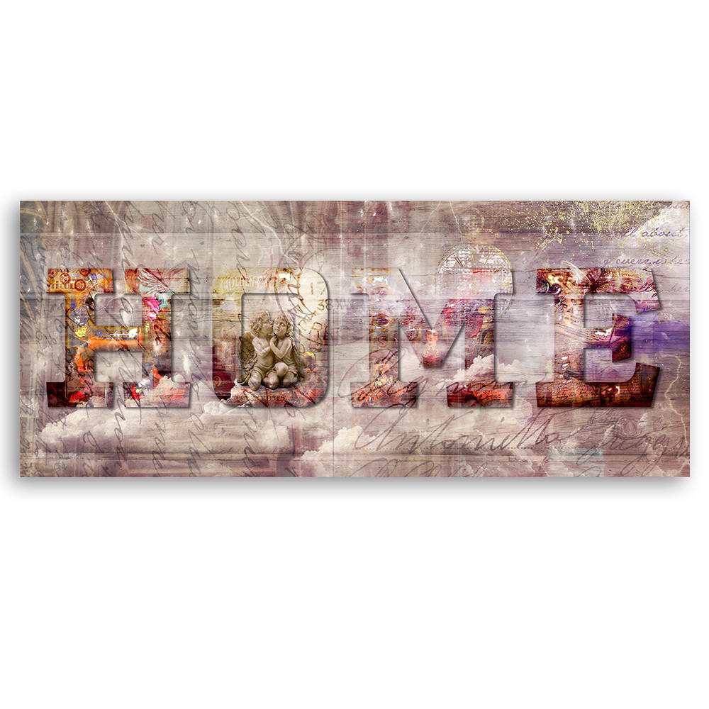 WANDBILD home vintage inschrift - Braun, Textil (90/30cm) - Feeby