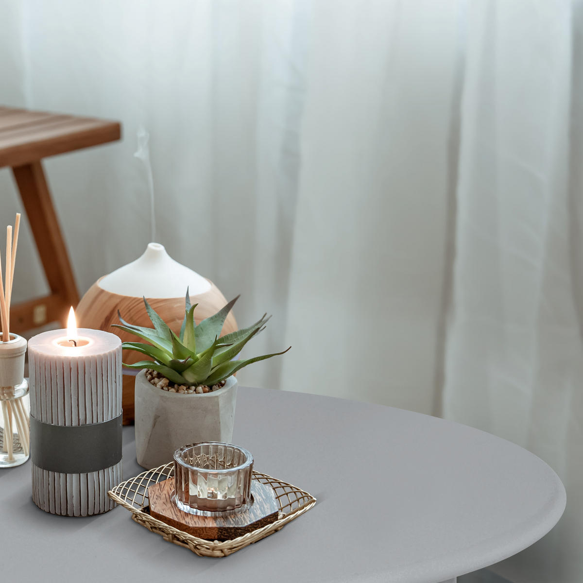 BEISTELLTISCH Finn Ø 44/46 cm Grau - Grau, Metall (44/44/46cm) - BoMoe