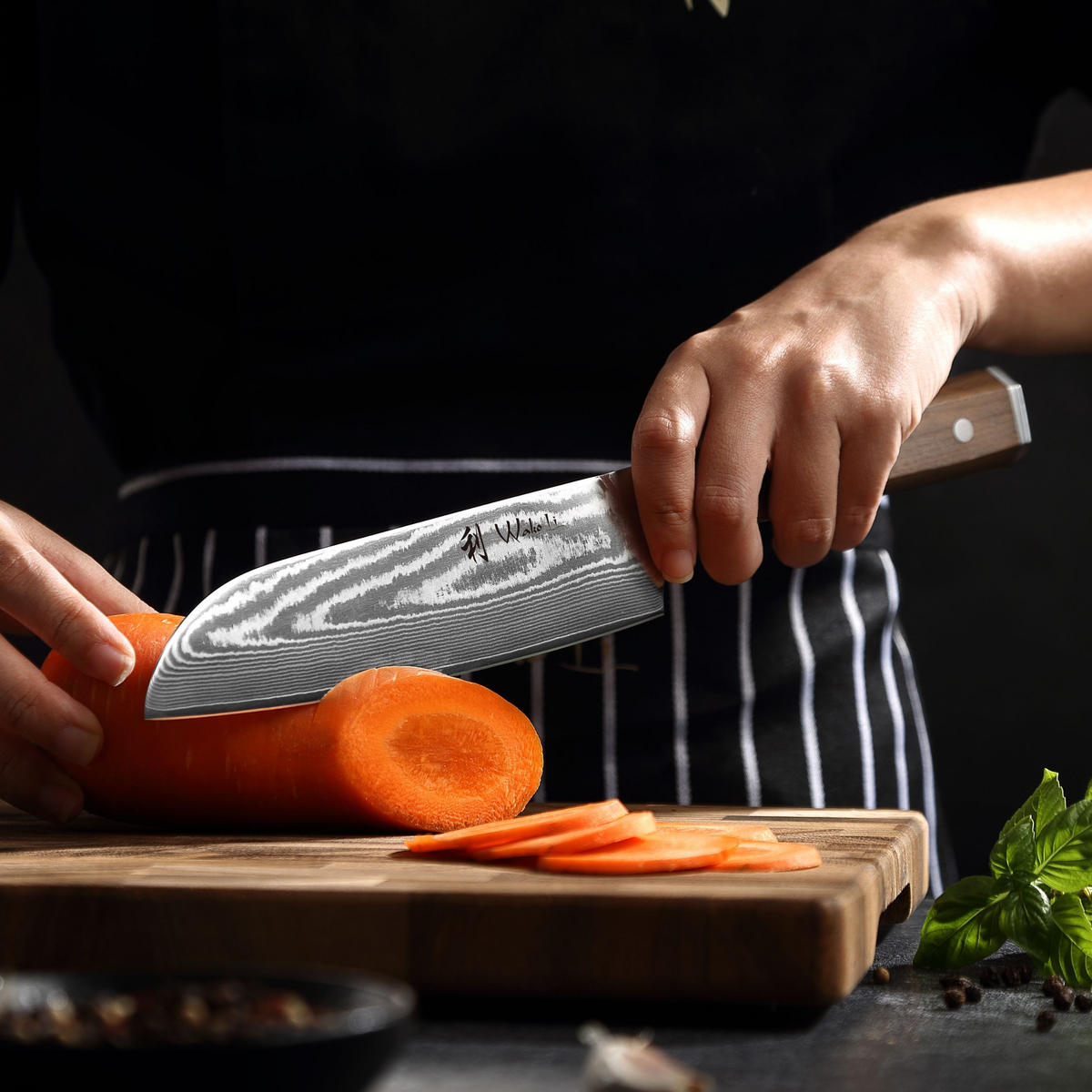 SANTOKUMESSER 18 cm - Nussbaumfarben, Holz/Metall (31cm) - Wakoli