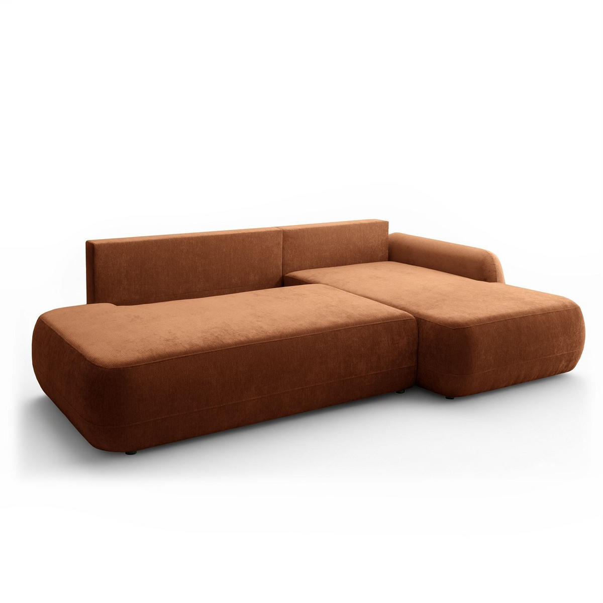 ECKSOFA GOYA mit Schlaffunktion und Bettkasten, Rechte, Perfect Harmony 52 - Rotbraun, Textil (302/184cm) - Lookway