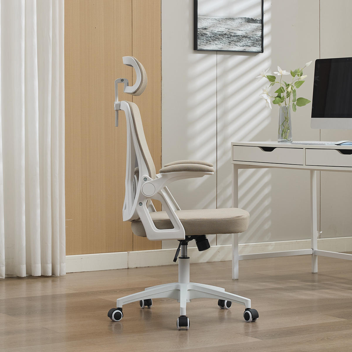 BÜROSTUHL Khaki 58/65/108 cm - Grün, Metall (58/108/65cm) - PANGIVO