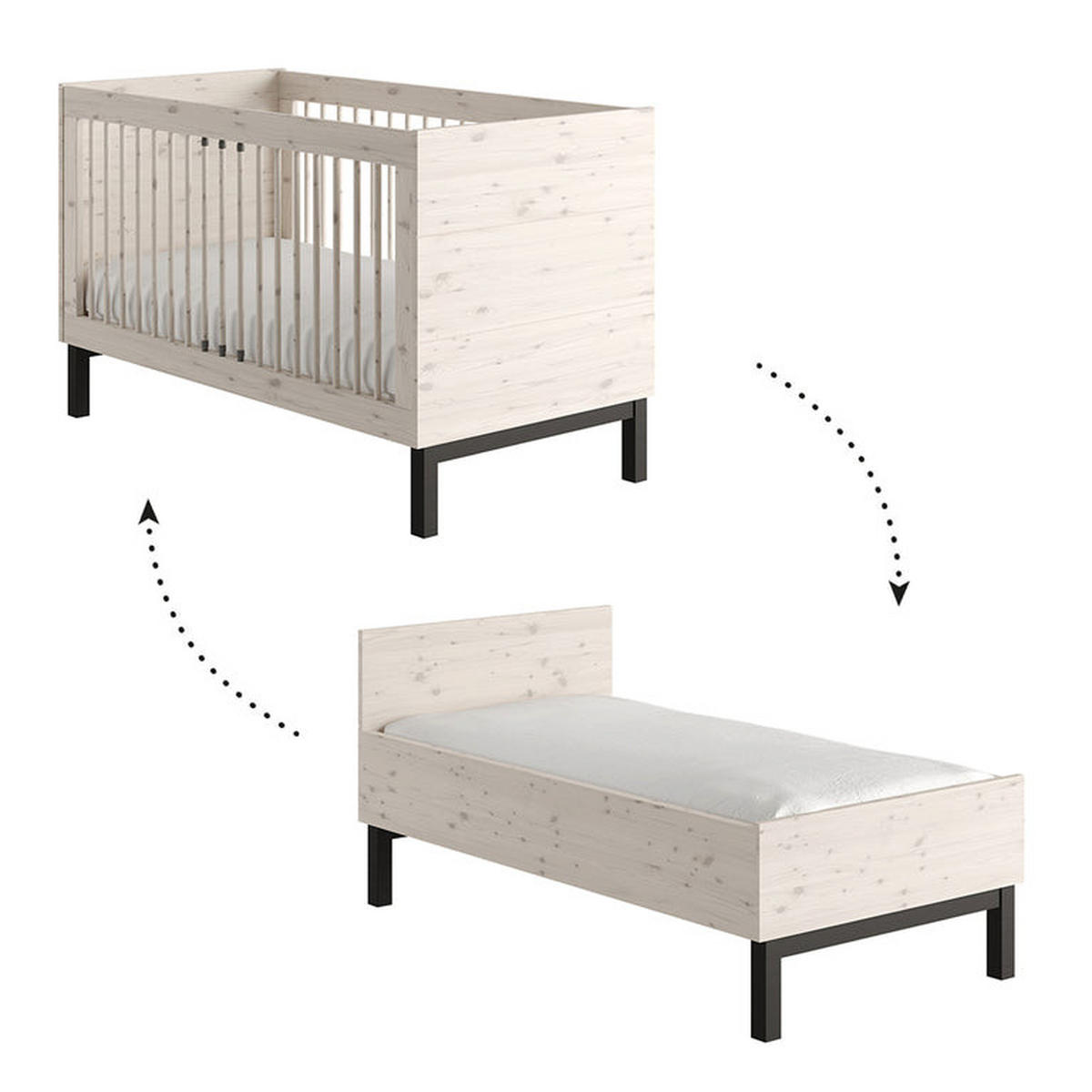 SOBA ZA BEBE 2-dijelniCountry Izbjeljeno drvo - bijela, drvo (145/89/76.4cm) - Petits-meubles