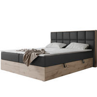 BOXBETT LAVIO II 160/200 cm, in Schwarz, mit Matratze und Topper - Schwarz, Holzwerkstoff/Textil (160/200cm) - Idohome