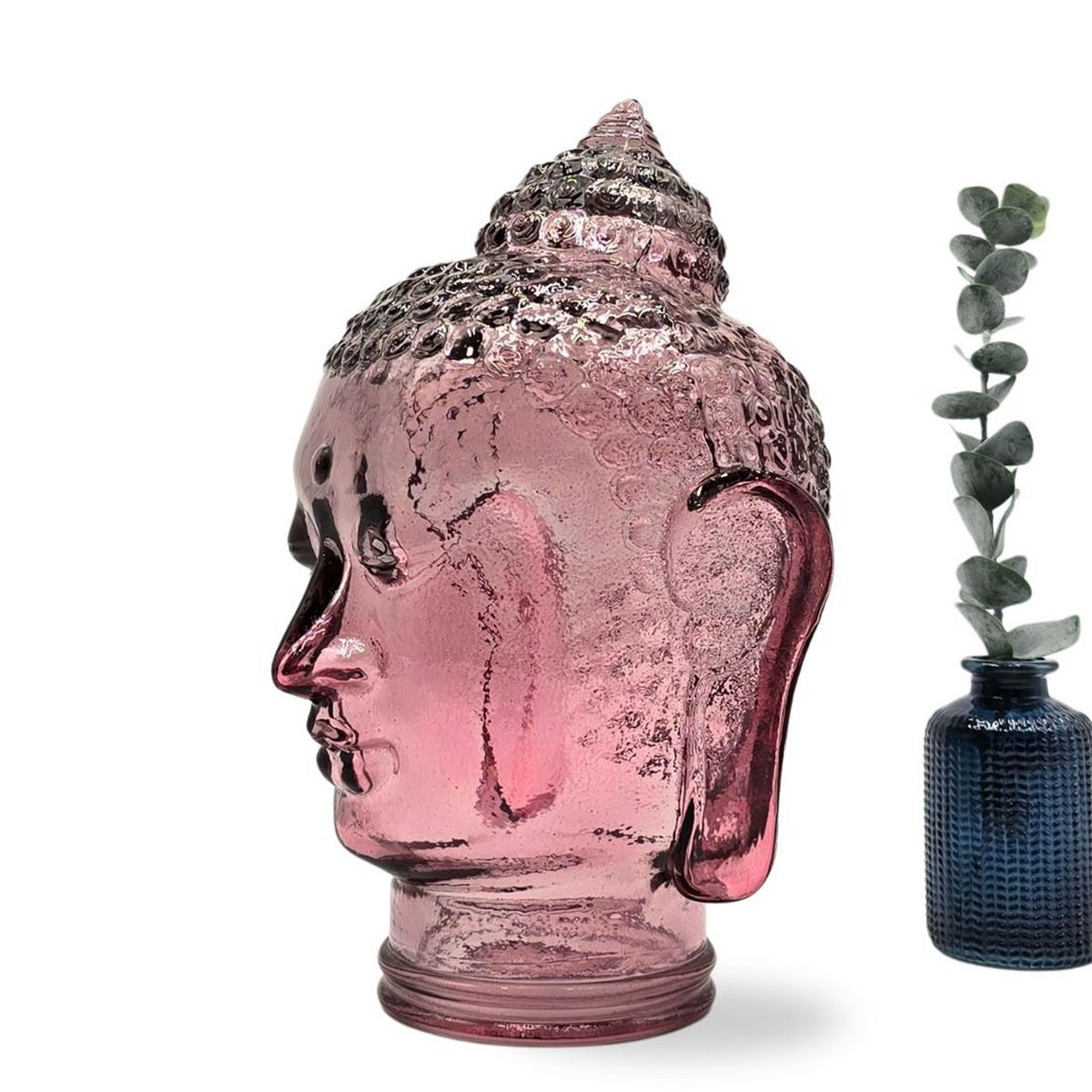 DEKO GLASKOPF THAI BUDDHA Glas, 30 cm Höhe T08 altrosa - Altrosa, Glas (19/30/19cm) - DESIGN DELIGHTS
