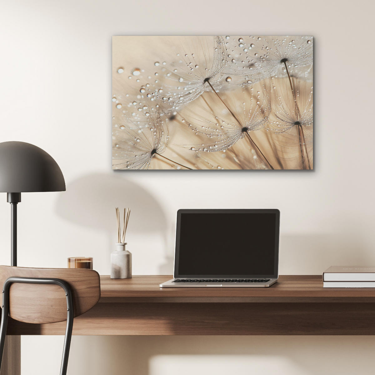 AKUSTIKBILD Löwenzahn - Abstrakt - Natur - Beige Wanddeko 70x50 cm - Braun, Kunststoff (70/50/0.9cm) - MuchoWow