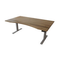 SCHREIBTISCH 180/100 elektrisch höhenverstellbar aus Wildeiche ergonomisch - Silber - Weiß/Braun, Holz (100/180/72.5cm) - MeinMassivholz