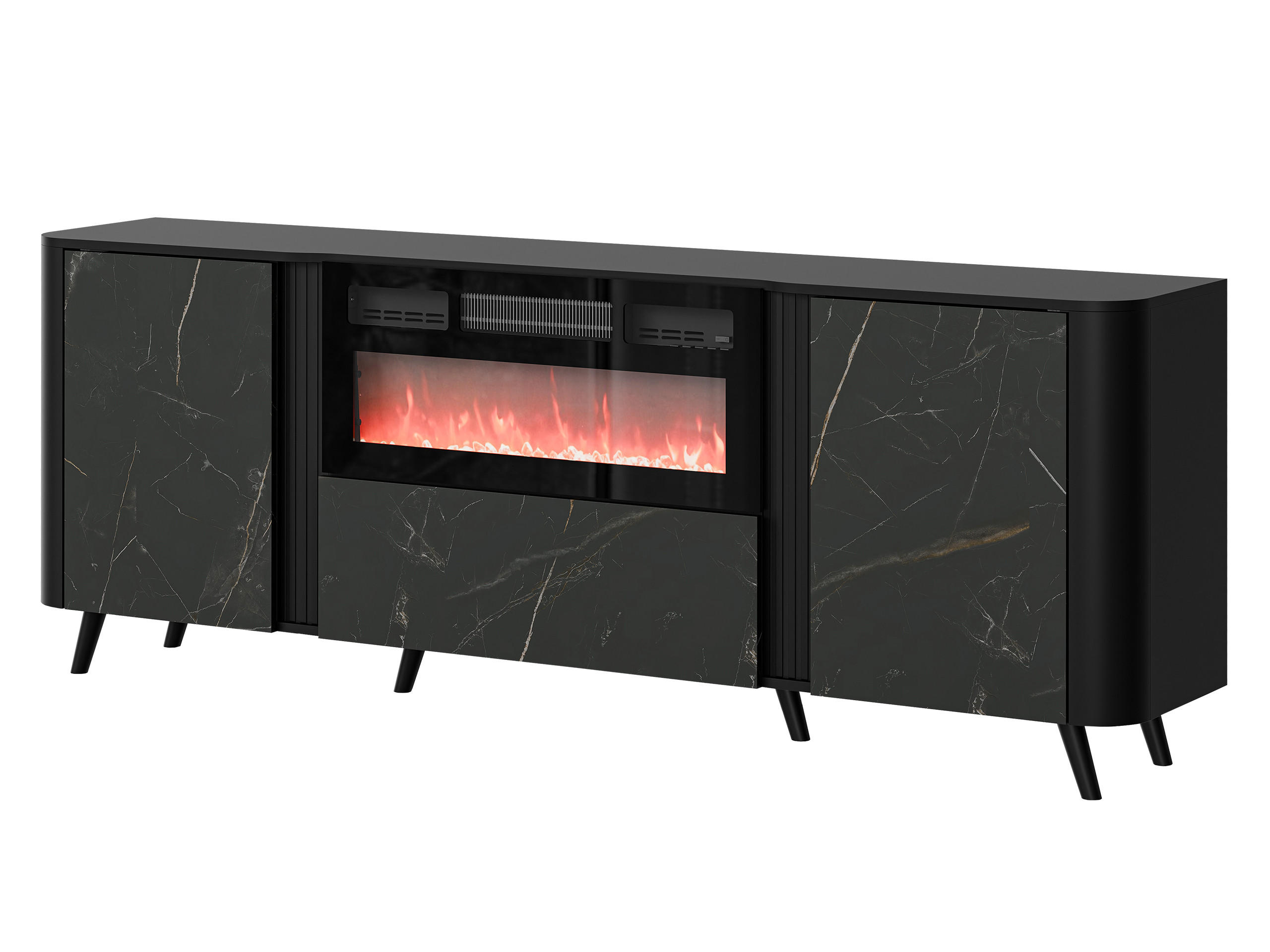 KOMMODE Volare 200 EF mit Kamin - Multicolor/Schwarz, Holzwerkstoff/Kunststoff (200/76/39cm) - MIRJAN24