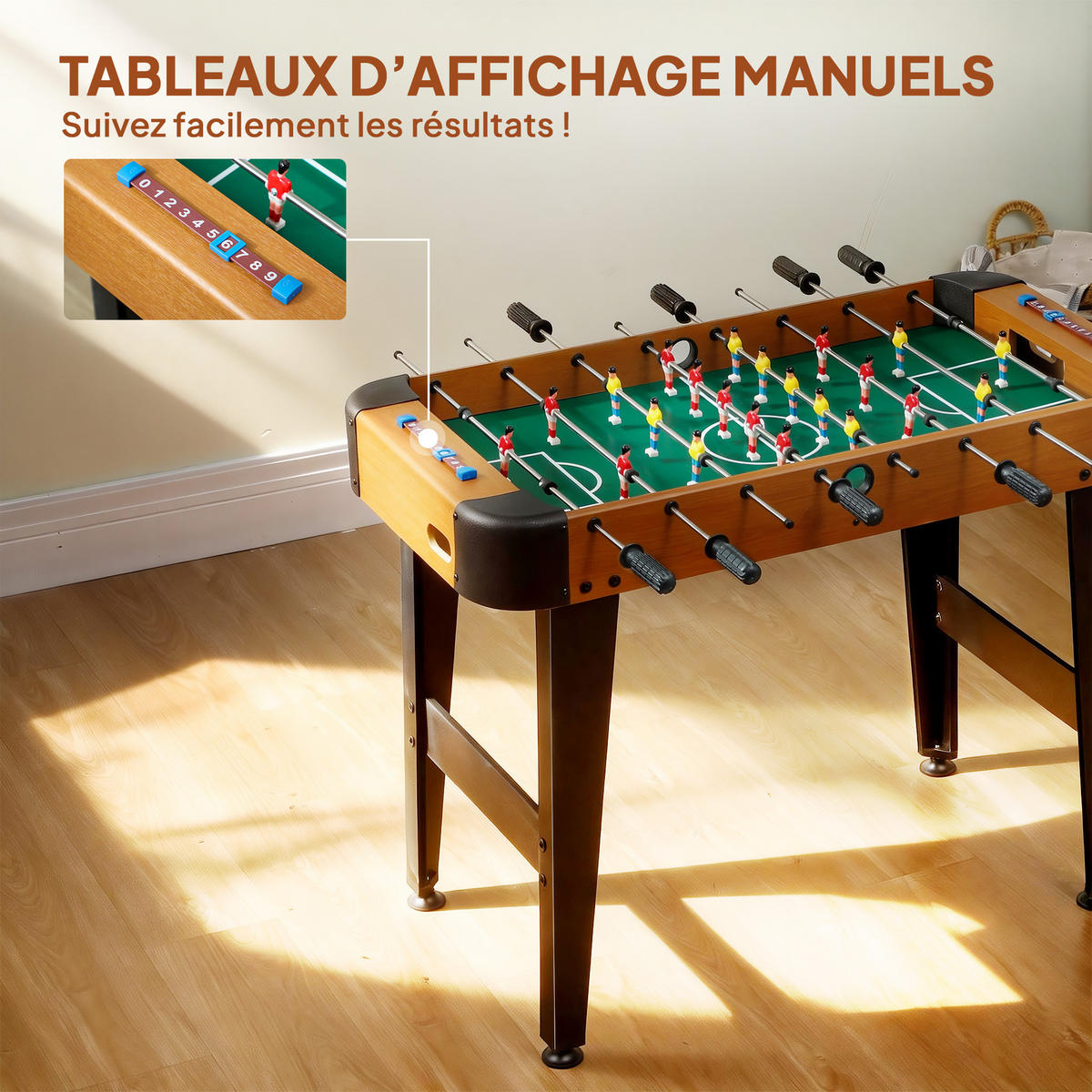 TISCHFUSBALL DE-18856 22 Spieler, 360°-Stangen Braun - Braun, Holzwerkstoff (75/92cm) - ComfortXL