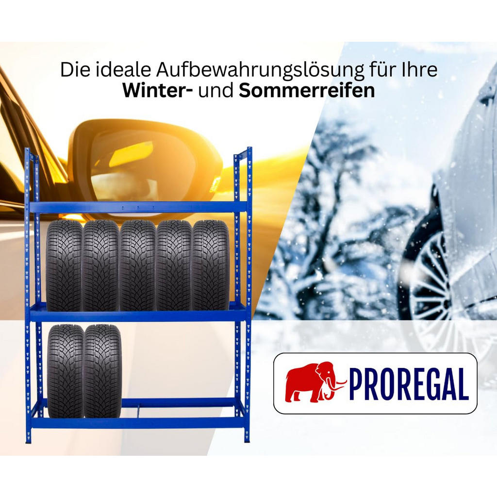 Thumbnail - Proregal Reifenregal, Blau, Metall, Rechteckig, 150x200x45 cm, Freizeit, Heimwerken, Werkstatt, Schwerlastregale