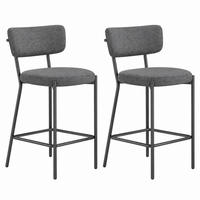 BARHOCKER 2er-Set mit Rückenlehne 49 x 53 x 93 cm Polyester Gray - Grau, Metall (49/93/53cm) - Meubliv