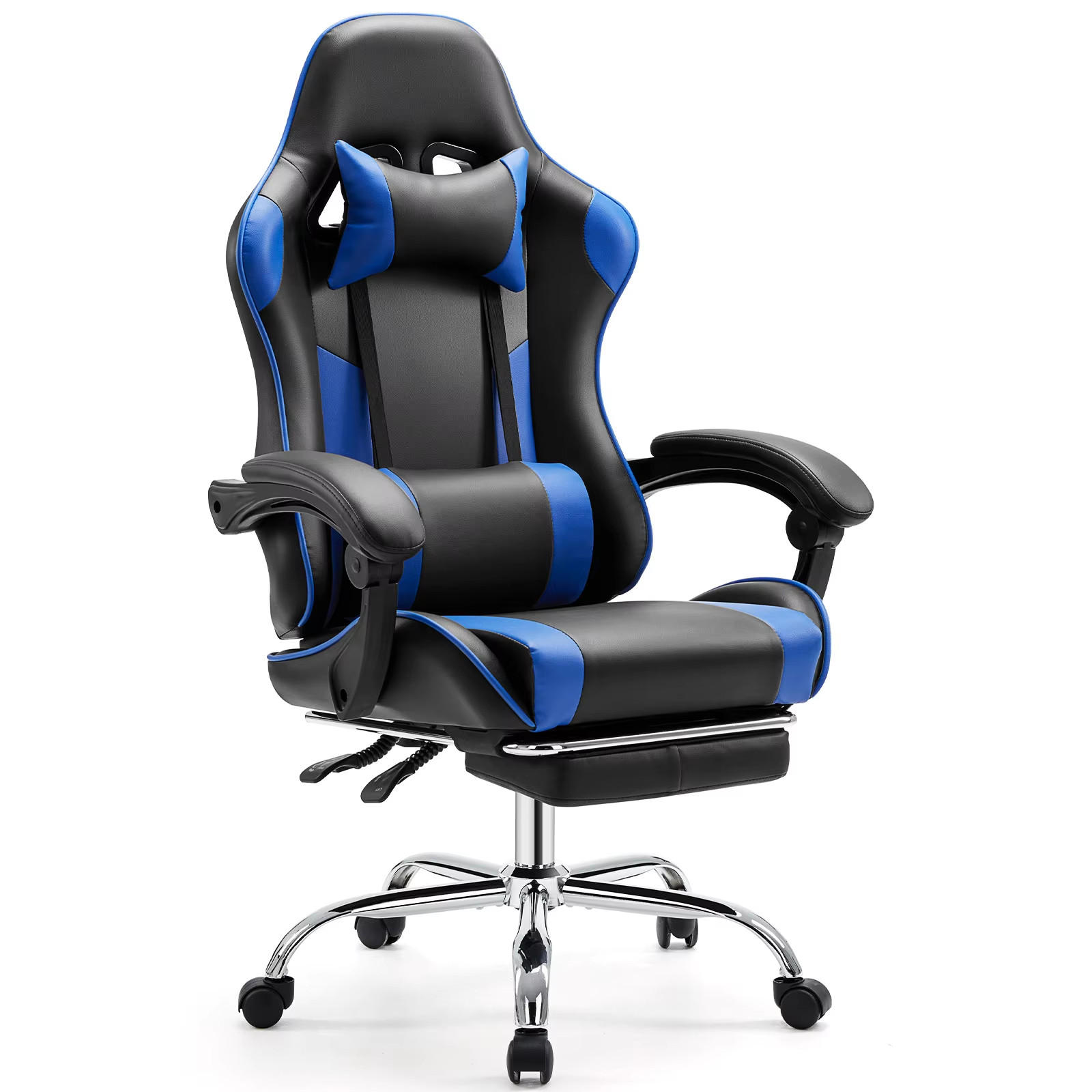 GAMINGSTUHL PU-Leder Ergonomischer Computerstuhl Blau - Blau, Metall (55.55/133/52cm) - Kaket