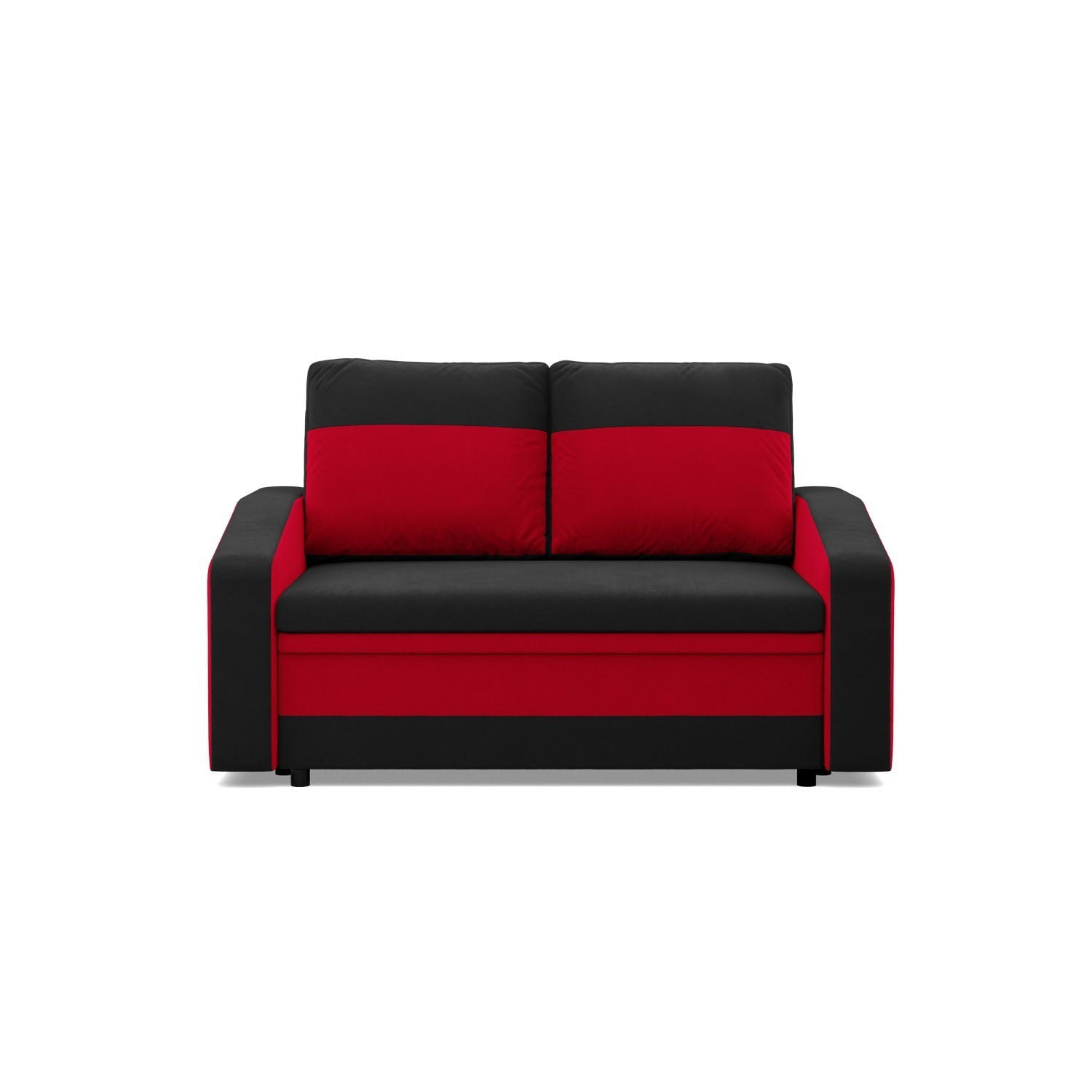 SOFA 2-SITZER MIT SCHLAFFUNKTION ORION, Schwarz + Rot - Rot/Schwarz, Textil (148/90/87cm)