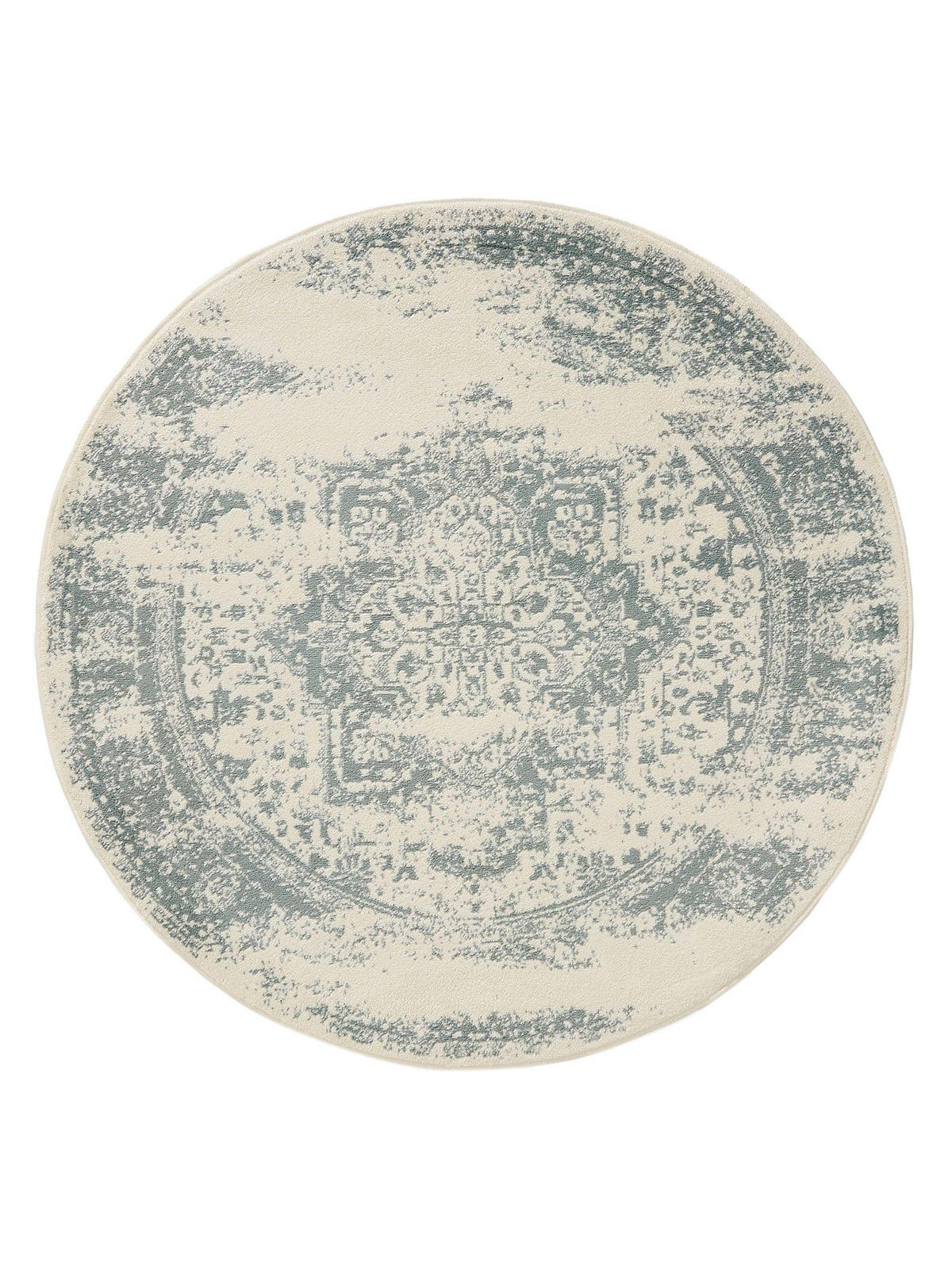 VINTAGE-TEPPICH Suki ø 160 cm rund - Creme/Mintgrün, Kunststoff (160/160cm) - benuta