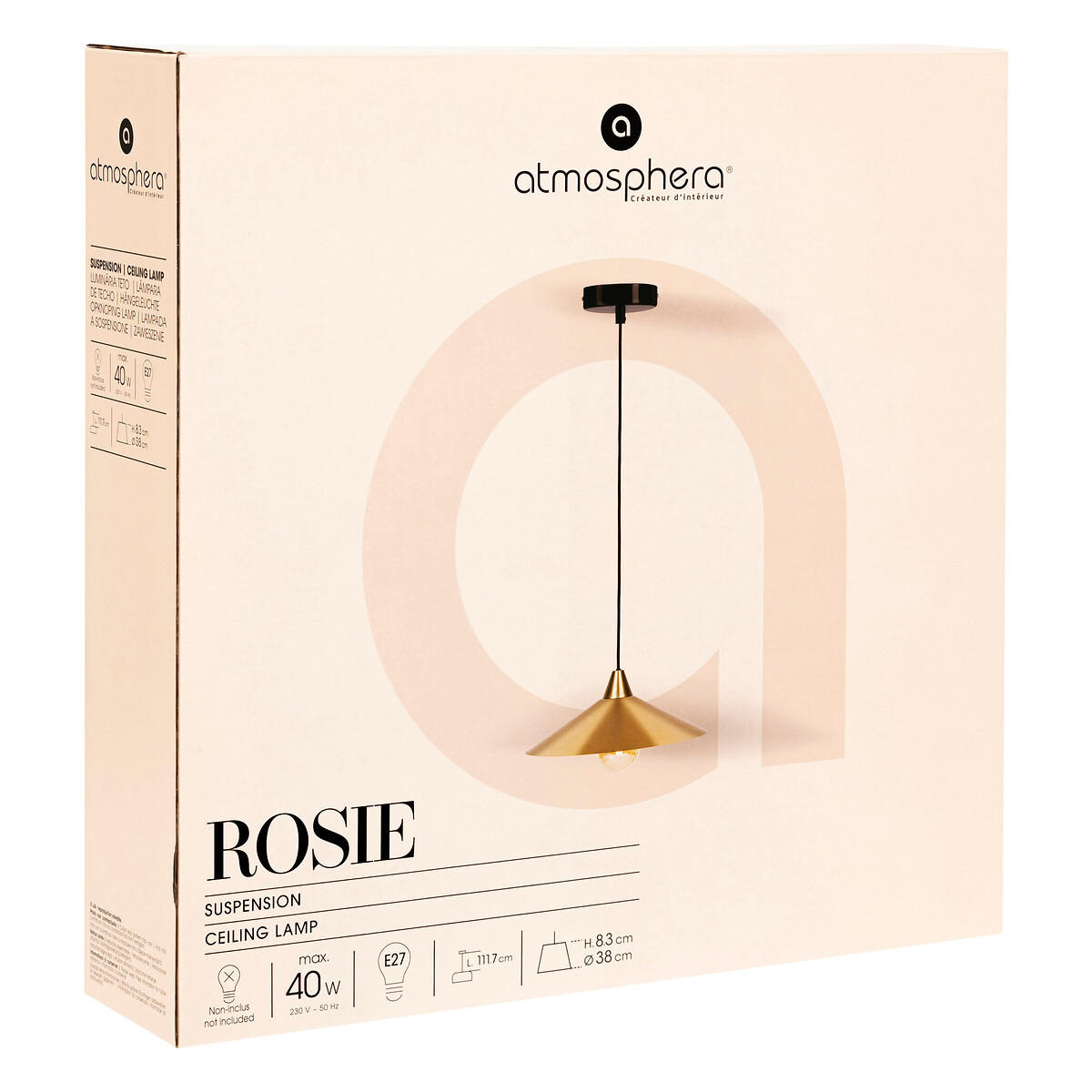 HÄNGELAMPE Gold Rosie Ø 38 cm - Goldfarben, Metall (38/38/120cm) - Atmosphera Createur d´interieur