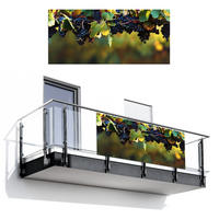 BALKON-SICHTSCHUTZ Trauben - Wein - Natur - Grün - Weinrot, Kunststoff (200/90cm) - MuchoWow