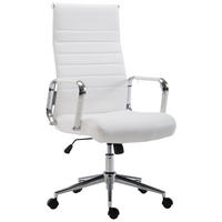 DREHSTUHL Lederlook weiß - Chromfarben/Weiß, Textil/Metall (58/105/66cm) - CLP