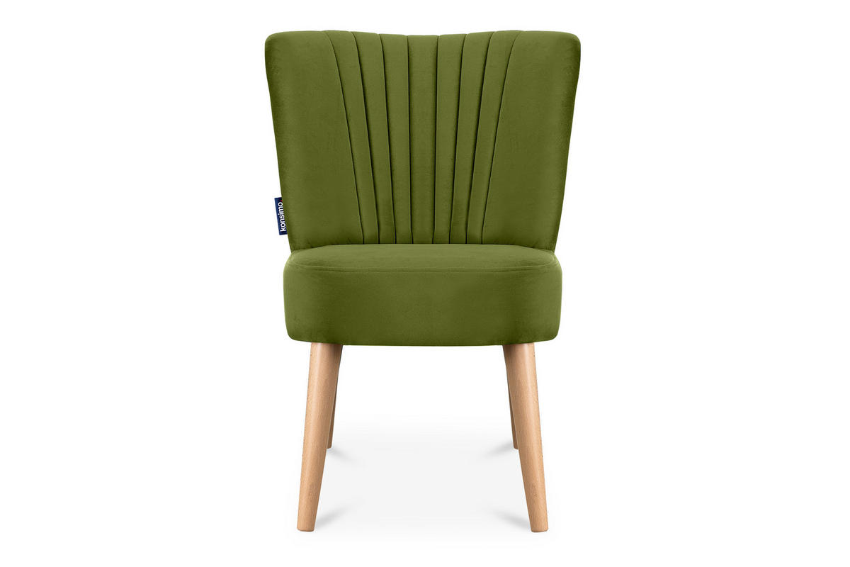 COCKTAILSESSEL DUCO auf hohen Beinen, Olive/Buche - Buchefarben/Olivgrün, Holz/Textil (63/89/65cm) - KONSIMO®