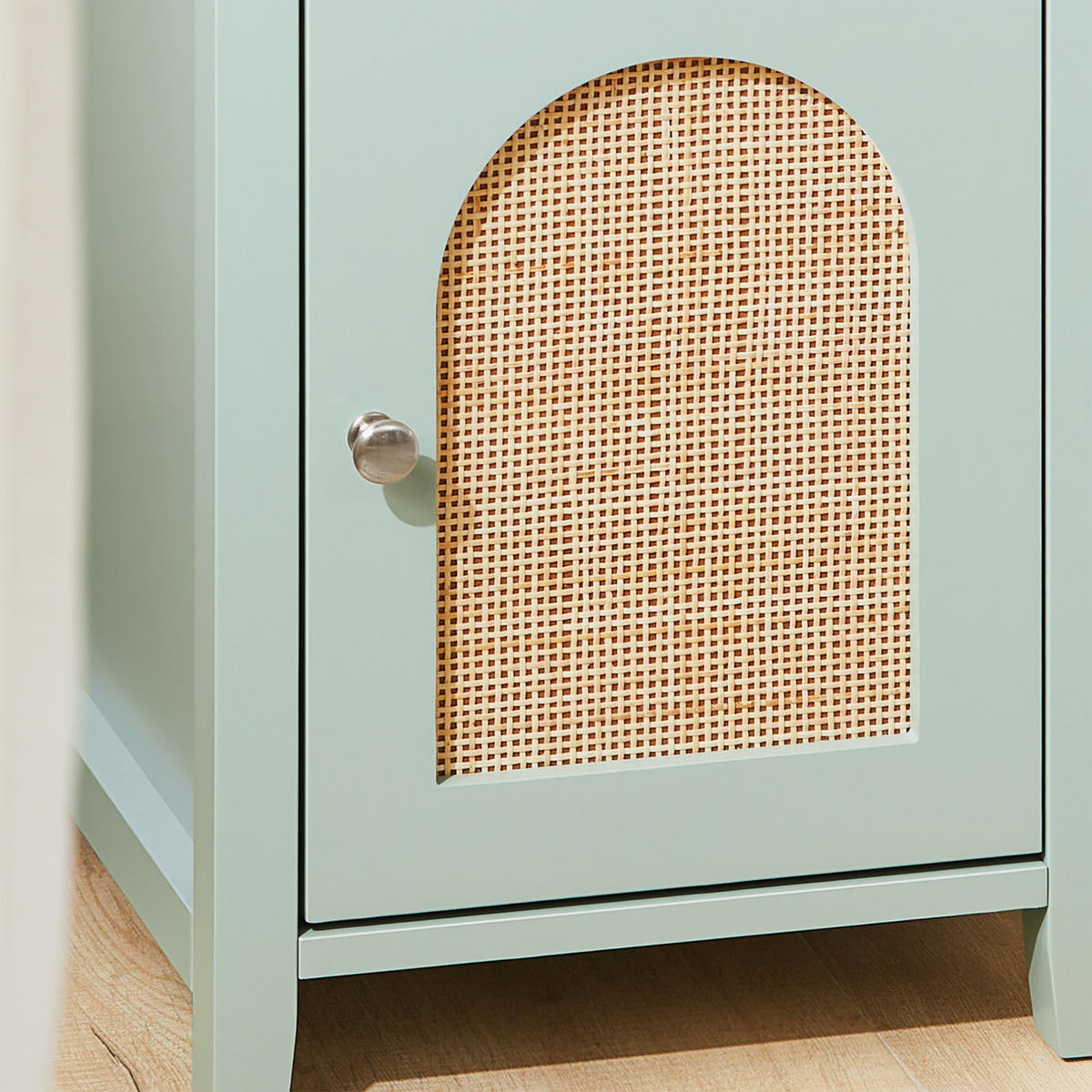 NACHTTISCH mit Schublade, Beistelltisch, Bambus und MDF, Grün - Silberfarben/Grün, Holzwerkstoff/Metall (35/60/70cm) - SoBuy