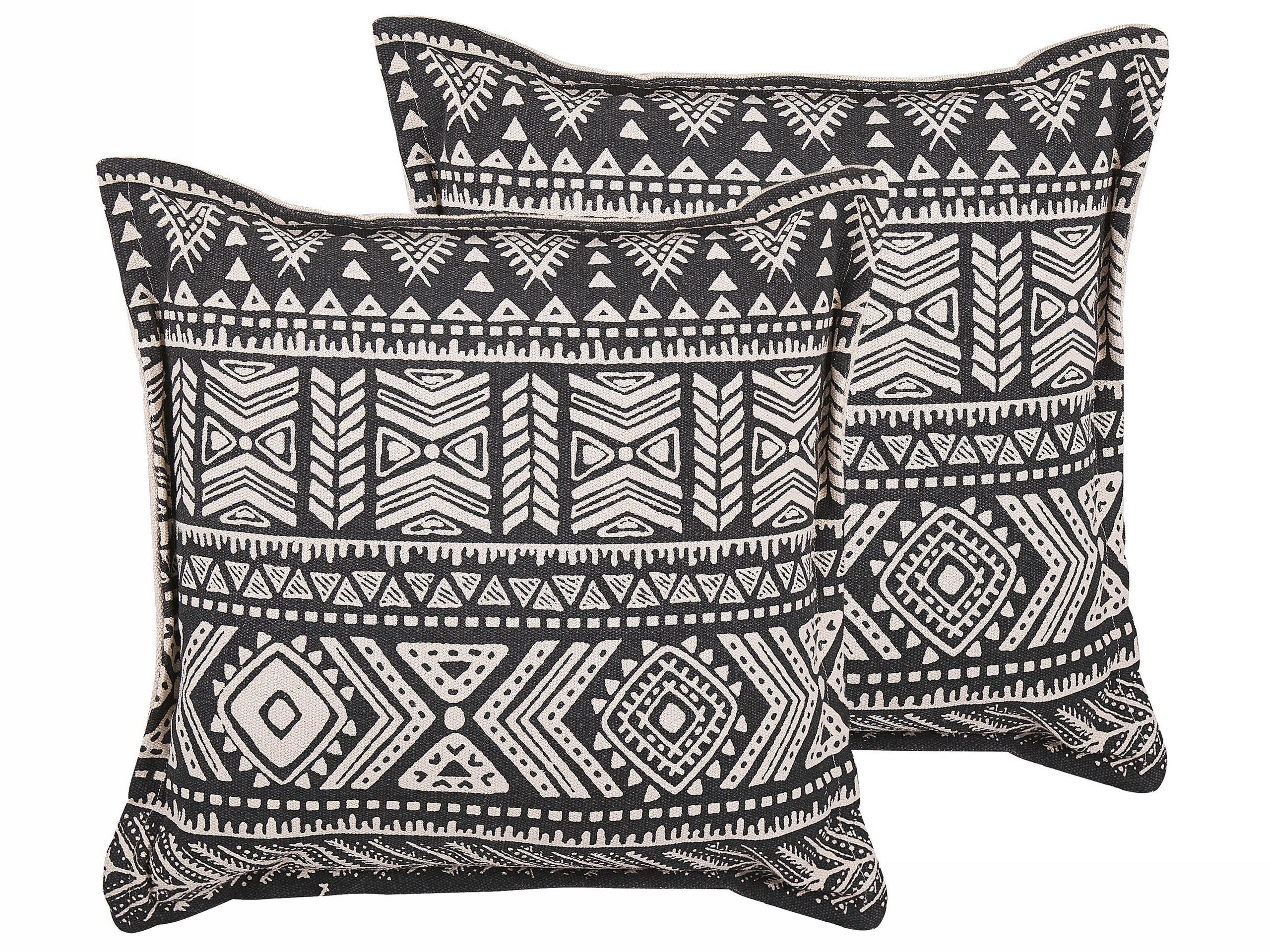 DEKOKISSEN 2er-Set Schwarz 45/45 cm Sirvan - Schwarz, Naturmaterialien/Textil (45/45cm) - Beliani