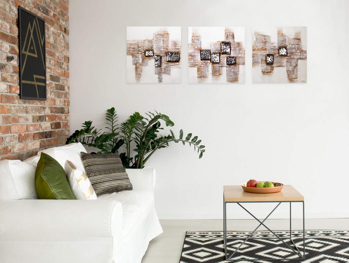 LEINWANDBILD 3-TEILIG Braun 150/50 cm - Braun, Textil (150/50cm) - KUNSTLOFT