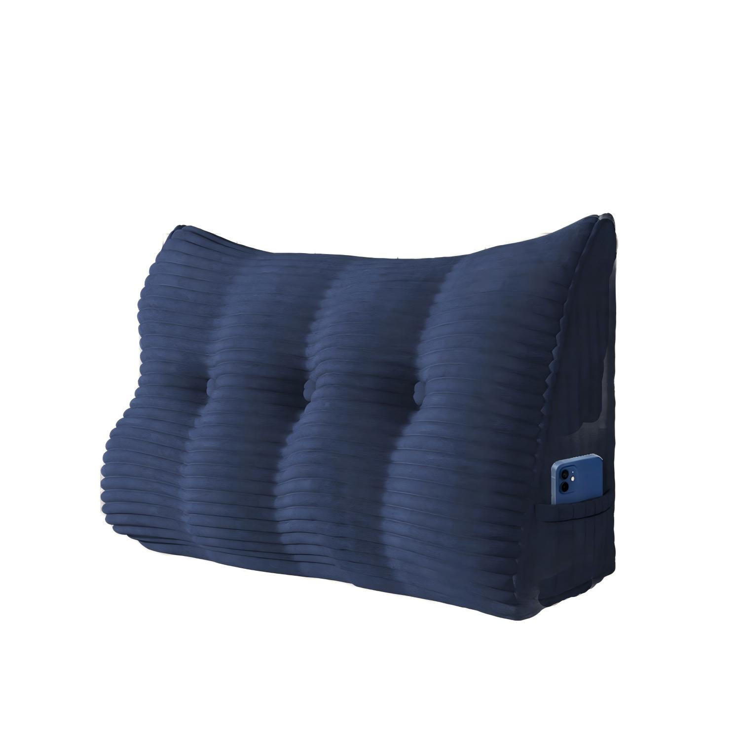 RÜCKENKISSEN für Bett Kord Dunkelblau 100 cm - Dunkelblau, Textil (50/100cm) - Vercart