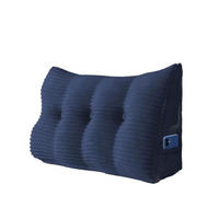 RÜCKENKISSEN für Bett Kord Dunkelblau 100 cm - Dunkelblau, Textil (50/100cm) - Vercart