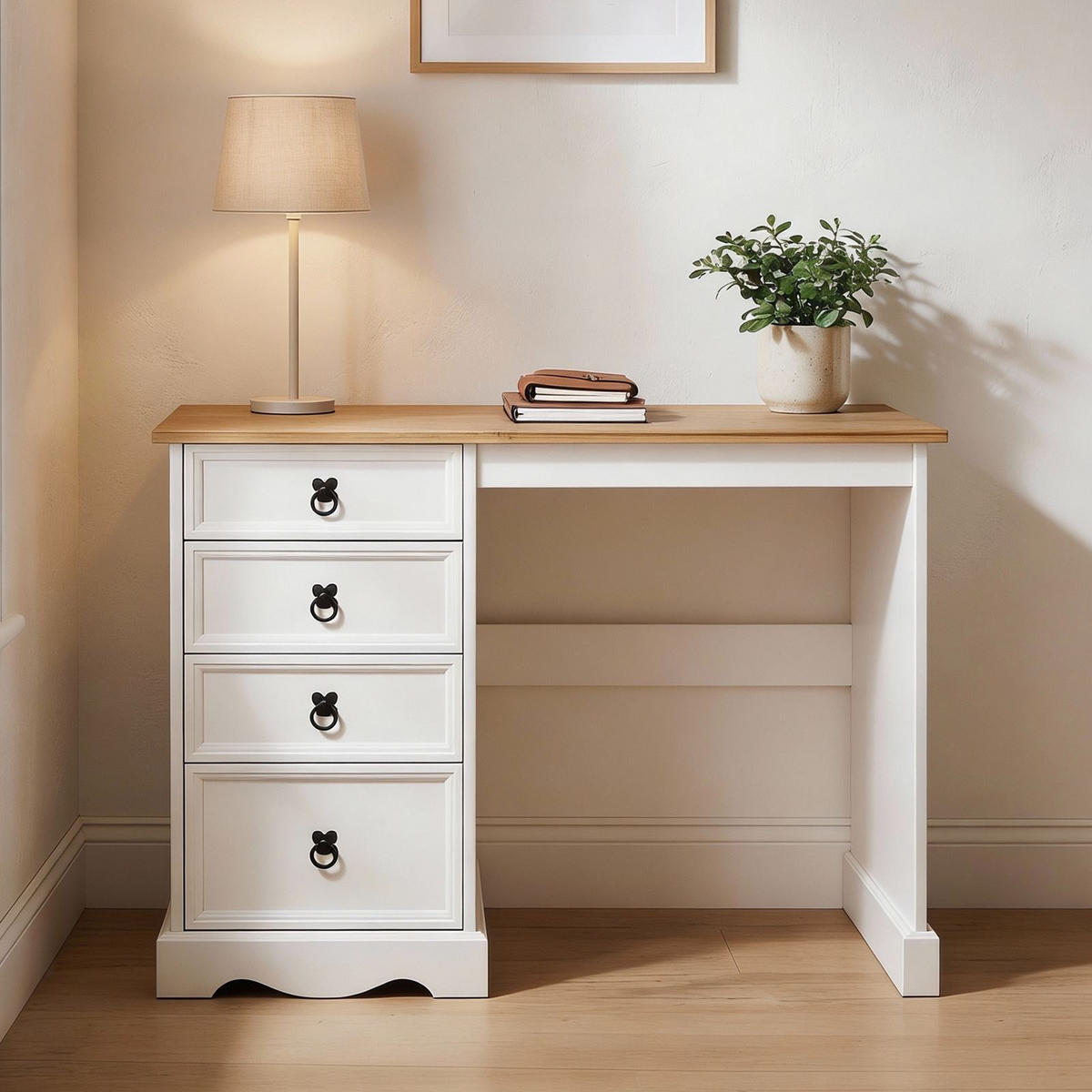 SCHREIBTISCH CAMPO weiß/braun - Weiß/Braun, Holz (49/105/78cm) - CARO-Möbel