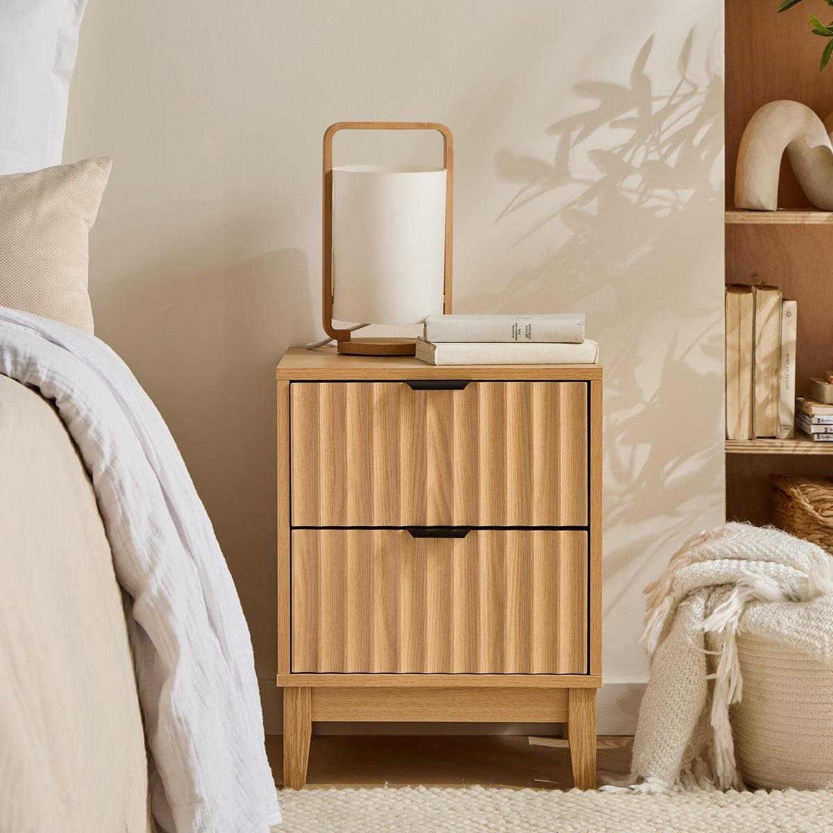 NACHTTISCH mit 2 Schubladen - bologne 40/40/52 cm - Eschefarben, Holzwerkstoff (40/52/48.5cm) - Calicosy